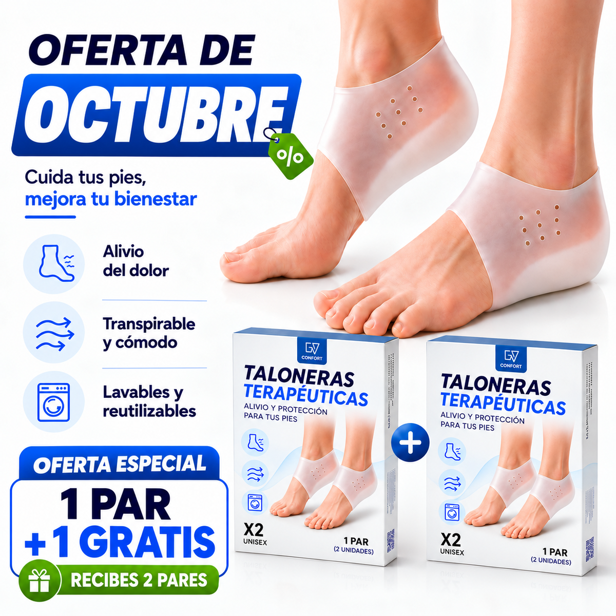 Taloneras terapéuticas transpirables - PharmaToe™